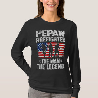 Manar Retro Us Flagga Fars dag Pepaw Firefighter T Shirt
