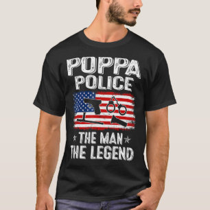 Manar Retro Us Flagga Fars dag Poppa Police L. L T Shirt