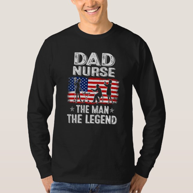 Manar Retro Us Flagga Pappa Nurse Lege T Shirt (Framsida)