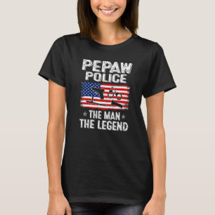 Manar Retro Us Flagga Pepaw Police, L. T Shirt