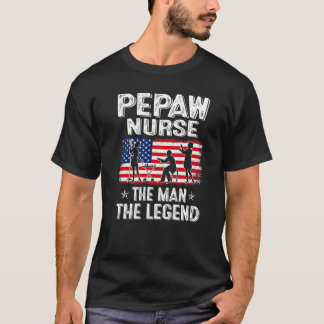 Manar Retro USA Flagga Pepaw Nurse Le Fars dag Pep T Shirt