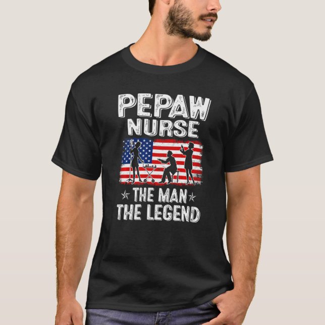 Manar Retro USA Flagga Pepaw Nurse Le Fars dag Pep T Shirt (Framsida)