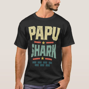 Manar Retro Vintage Papu Shark Tee Funny Birthday