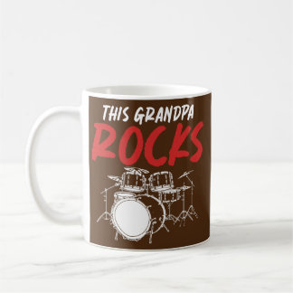 Manar Retrött Grandpa Drummer Rock musik Drum Set Kaffemugg