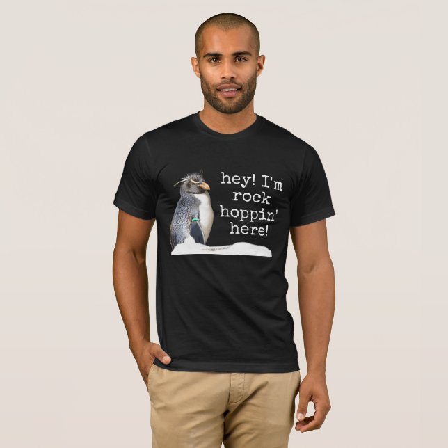 Manar rockhopper penguin "hej jag hoppin"-skjortan tee shirt (Hel framsida)