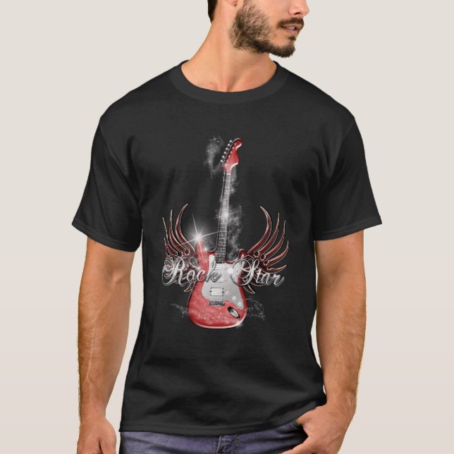 Manar Rockstjärna Guitar Vinge T-Shirt (Framsida)