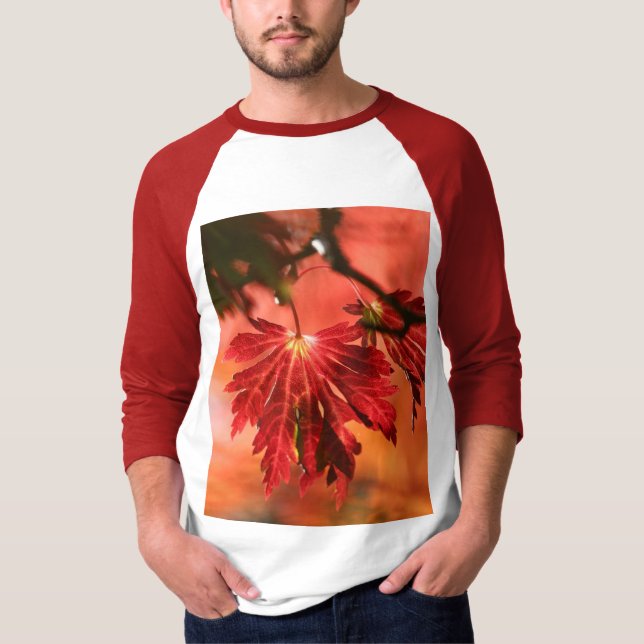 Manar Röda Löv-Långärmaden T Shirt (Framsida)