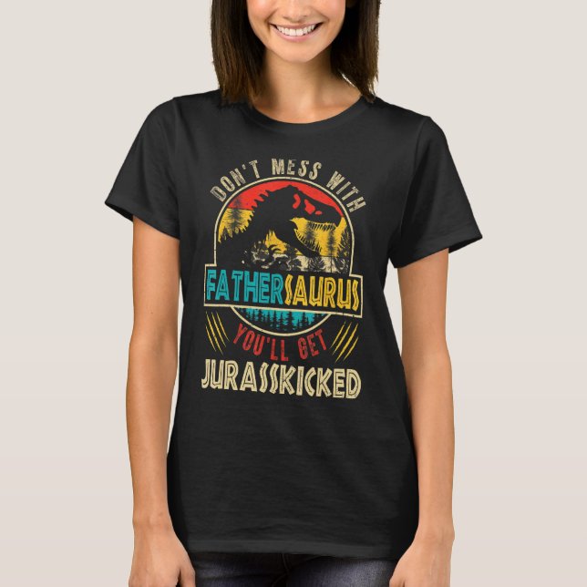 Manar Roligt Distress Fathersaurus Dinosaur Rex Fa T Shirt (Framsida)