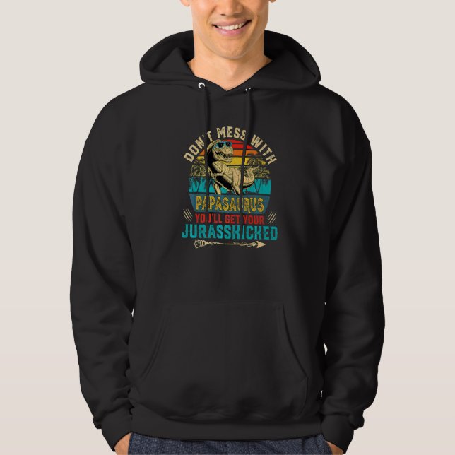 Manar Roligt Distress Papasaurus Dinosaur Rex Far Hoodie (Framsida)