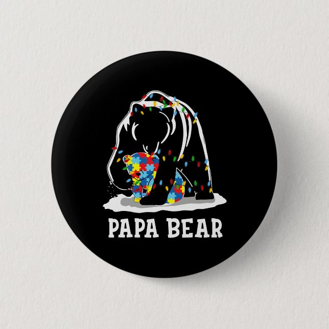 Manar Roligt Pappa Bear Autism Awareness Autism Ma Knapp (Framsida)