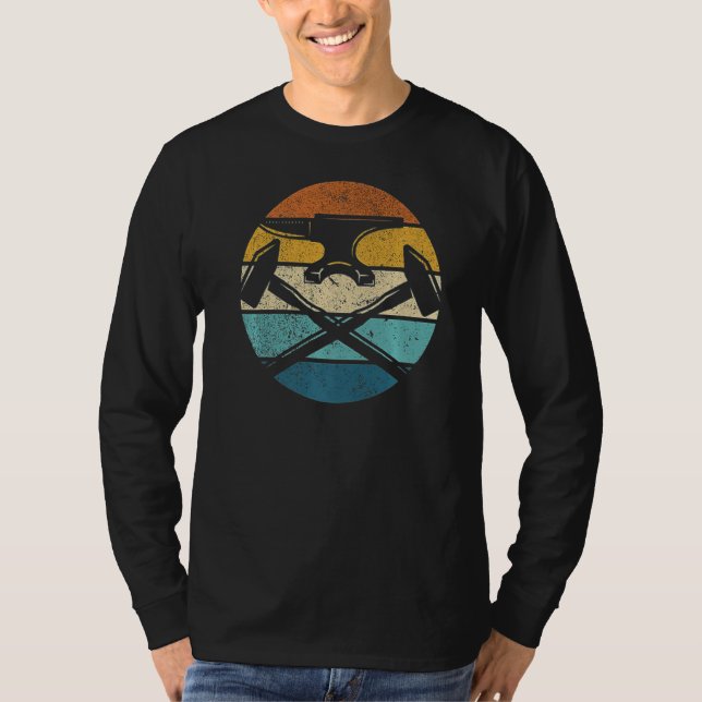 Manar Roligt Patriotic American Blacksmith Forge H T Shirt (Framsida)