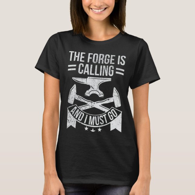 Manar Roligt Patriotic American Blacksmith Forge H T Shirt (Framsida)