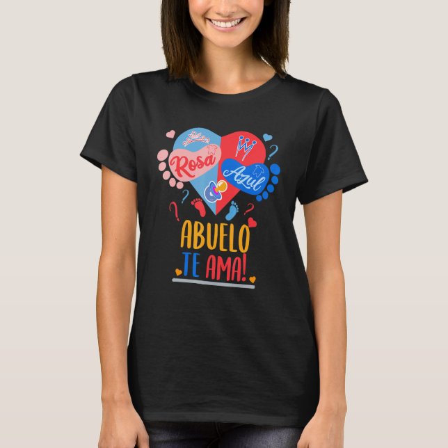 Manar Rosa Azul Abuelo te Ama Gender Reveal T Shirt (Framsida)