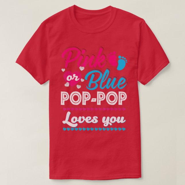 Manar Rosa eller Blue Pop Pop Kärlek du Gender Vis T Shirt (Design framsida)