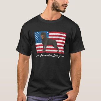Manar Rottweiler Hund Pappa Unamerikan Flagga Lov T Shirt