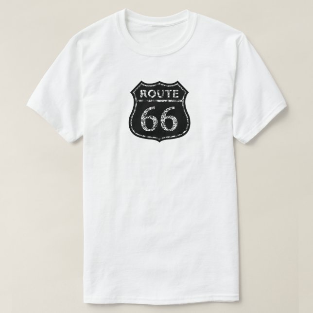 Manar ROUTE 66 BLACK GRUNGE SIGN Ringer T-Shirt (Design framsida)