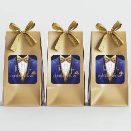 Manar Royal Blue Guld Födelsedagsfest Fyrkantigt Klistermärke
