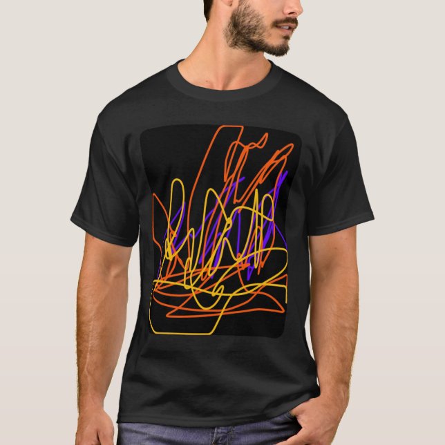 Manar s svarta T-shirt med ursprunglig neon-abstra (Framsida)