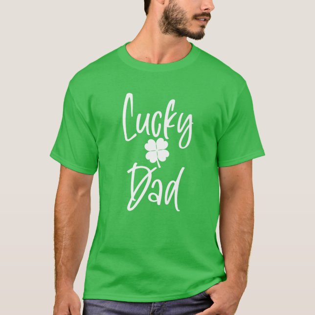 Manar Saint patrick's day Shamrock Lucky Pappa Far T Shirt (Framsida)