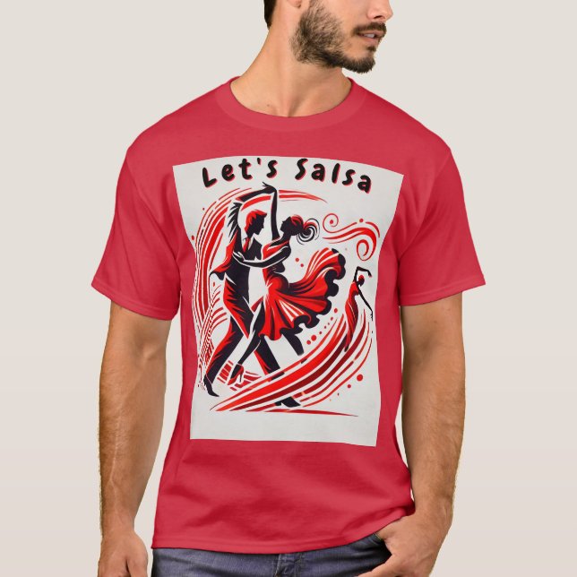 Manar Salsa Dance T-Shirt Striking Låt oss Salsa (Framsida)