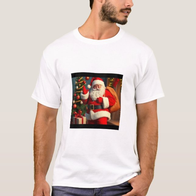 "Manar Santa Lycklig jul T-Shirt - Festive Hol (Framsida)