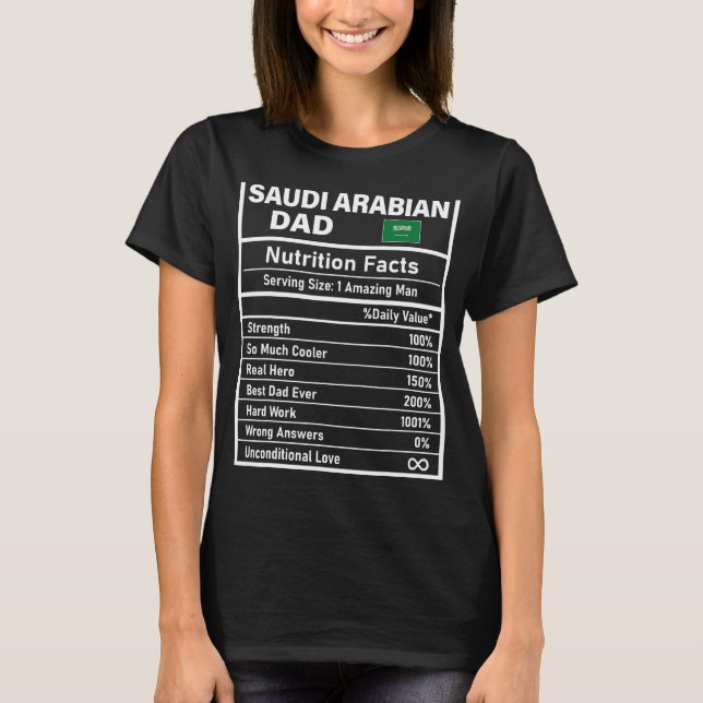 Manar Saudiarabien Pappa Nutrition Facts Far Da T Shirt (Framsida)