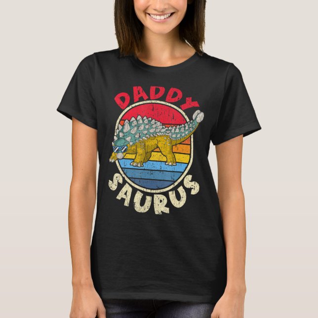 Manar Saurus pappa I Ankylosaurus Dinosaur I-famil T Shirt (Framsida)