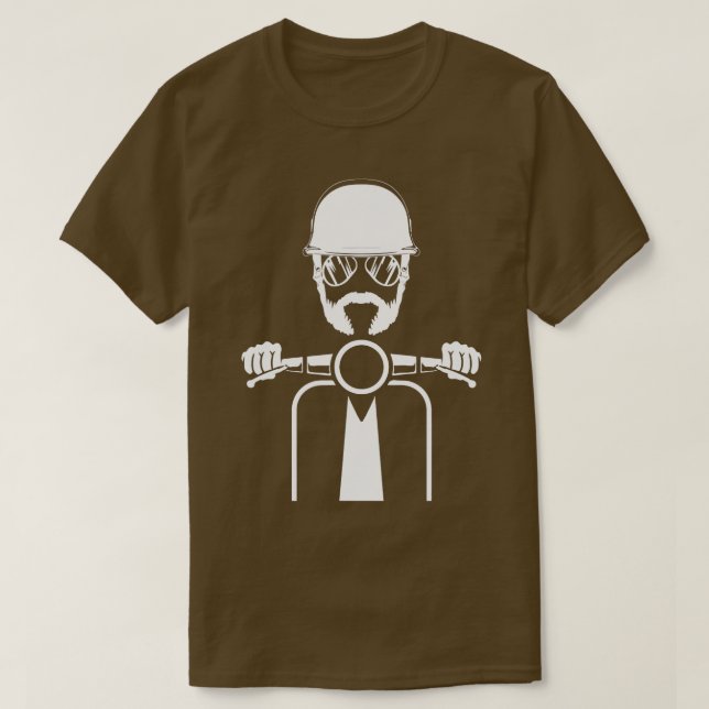 Manar Scooter Bike Motorcykel Scoot Funny Beard Mo T Shirt (Design framsida)