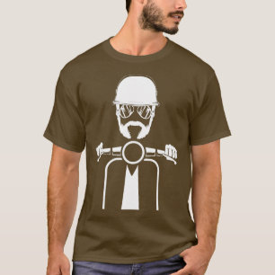 Manar Scooter Bike Motorcykel Scoot Funny Beard Mo T Shirt
