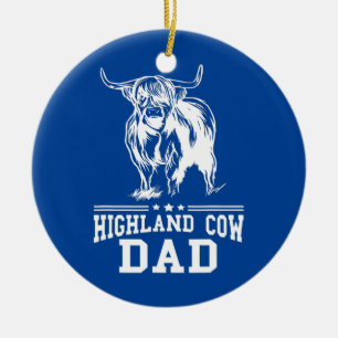 Manar Scottish Highland Cow Pappa Farmer Far Julgransprydnad Keramik