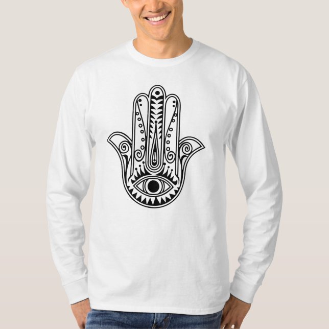 Manar, sedan lång tid tillbaka, har hamsa Hand-skj T Shirt (Framsida)