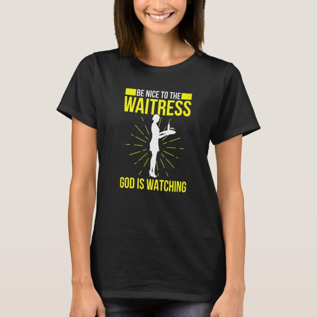 Manar Servitör Waitress Server fungerar i gastrono T Shirt (Framsida)