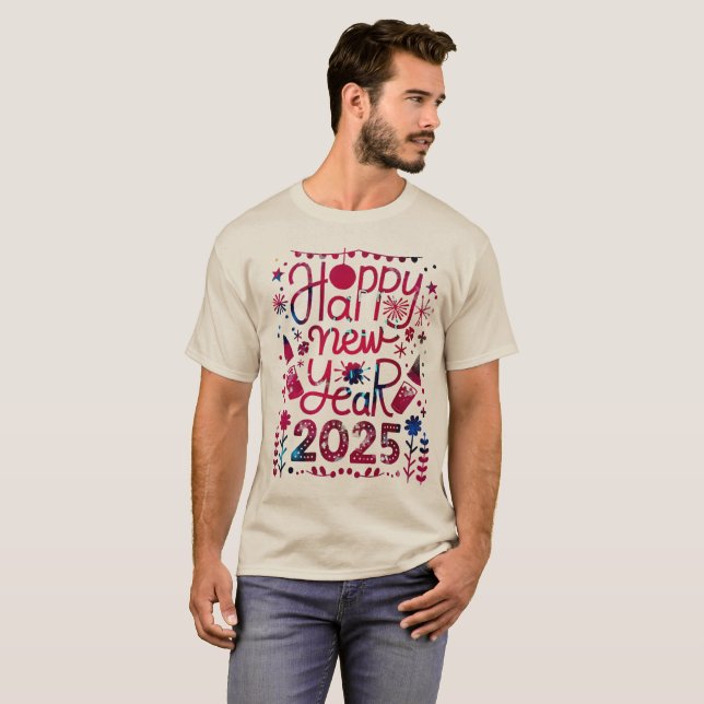 Manar-Shirt Gott nytt år 2025 Rainbow Firework T Shirt (Hel framsida)