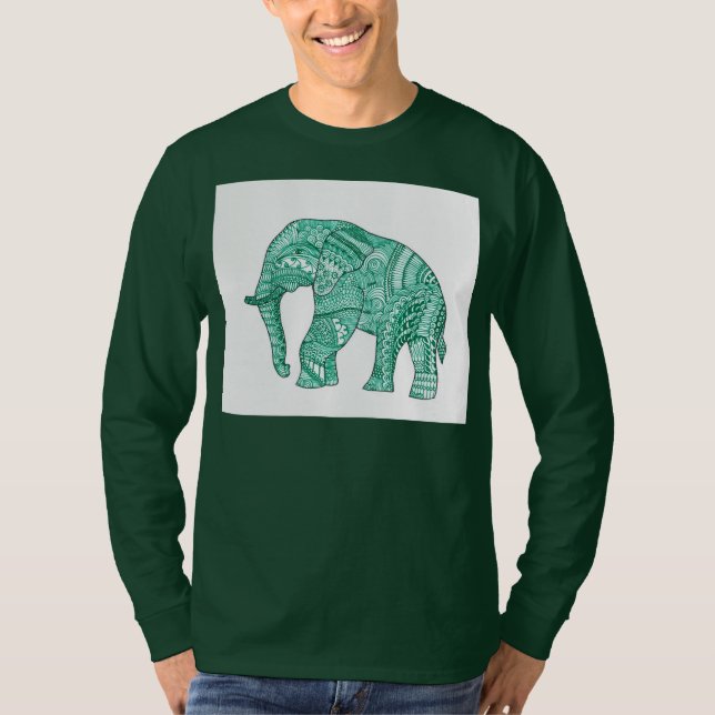 Manar-shirt med mönstrad elefant t shirt (Framsida)