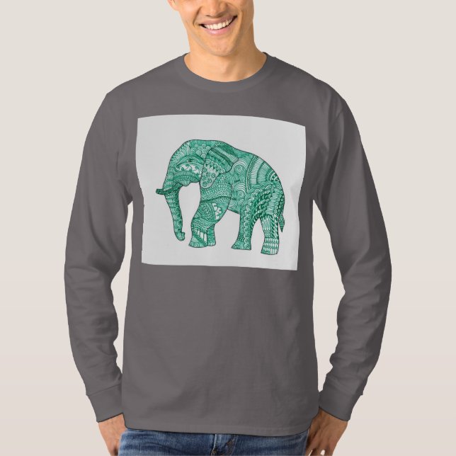 Manar-shirt med mönstrad elefant t shirt (Framsida)