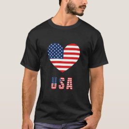 Manar-Shirt med USA flagga Heart Design Design T Shirt