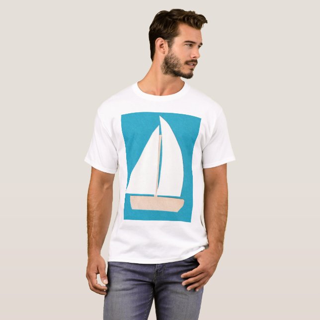 Manar-shirt med vit segelbåt tee (Hel framsida)