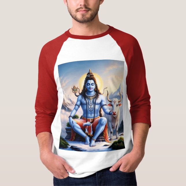 Manar Shiv T-Shirt - Andlig Hindu Design (Framsida)
