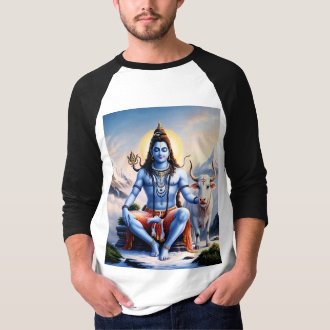 Manar Shiv T-Shirt - Andlig Hindu Design (Framsida)