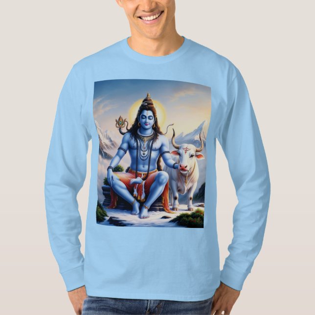 Manar Shiv T-Shirt - Andlig Hindu Design (Framsida)