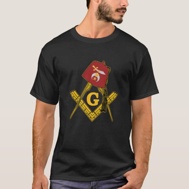 Manar Shriner Fez Mason Compass Noble Mystic Shrin T Shirt (Framsida)