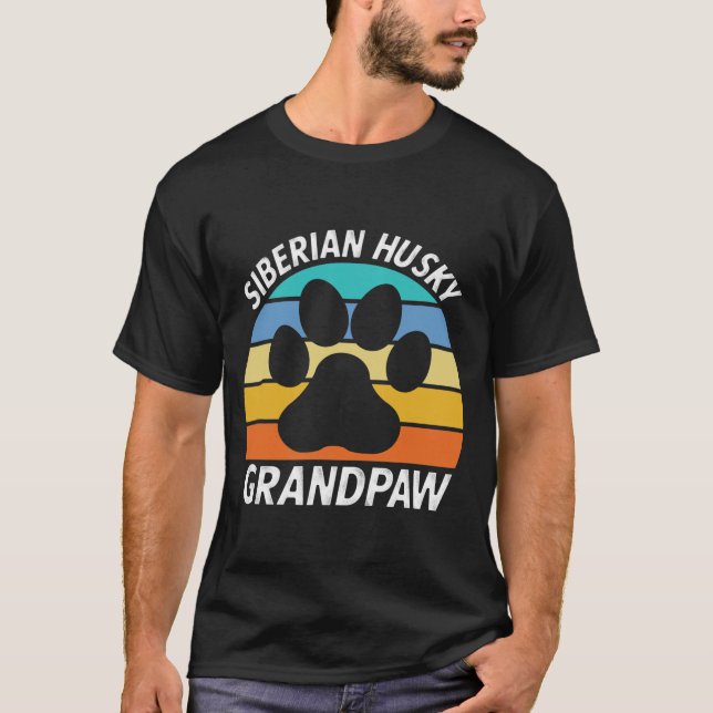 Manar Siberian husky Grandpa Funny Husky Hund älsk T Shirt (Framsida)