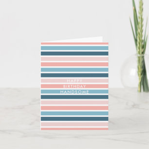 Manar Simple Blue Rosa Rand Handsome Birthday Kort