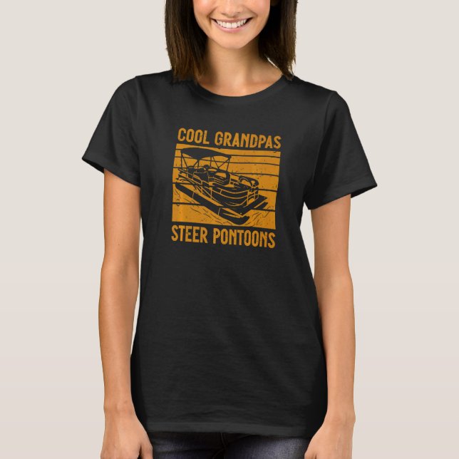 Manar Sjö Pontooning Boat Coola Grandpas Steer Pon T Shirt (Framsida)