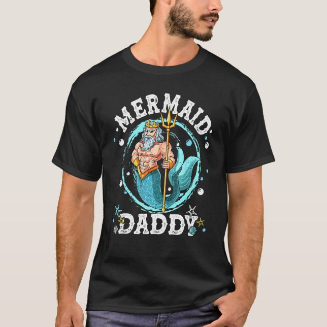 Manar Sjöjungfru Pappa Merman pappa Fars dag Famil T Shirt (Framsida)