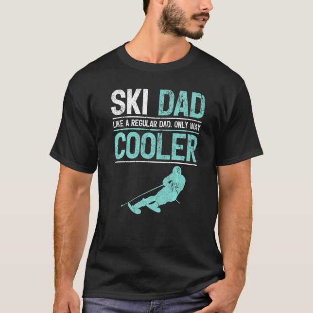 Manar Ski Pappa som en vanlig Pappa Cooler Skiing  T Shirt (Framsida)