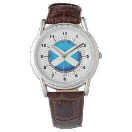 Manar Skottland Flagga Brown Leather Strap Watch Armbandsur