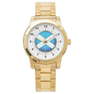 Manar Skottland Flagga Oversized Guld Bracelet Wat Armbandsur
