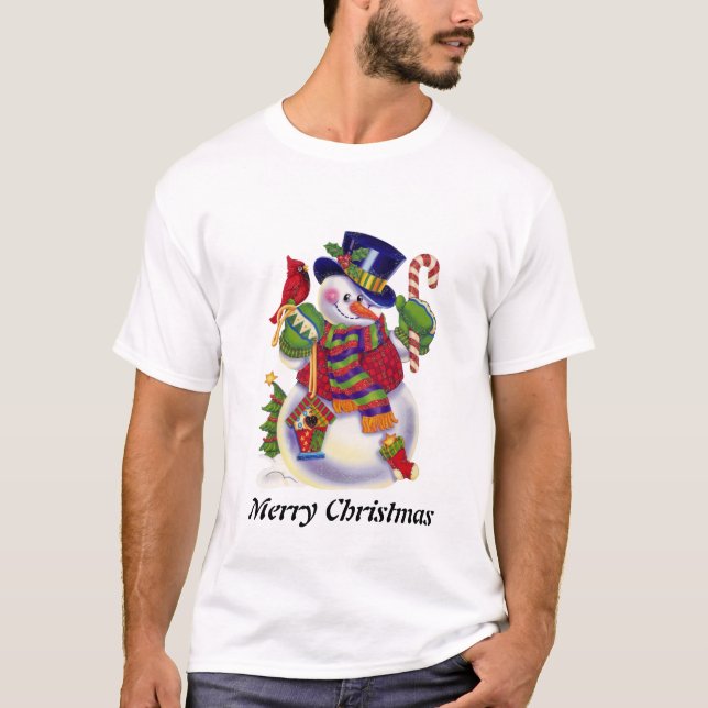 Manar Snögubbe Helgdag tecknad t-shirt (Framsida)