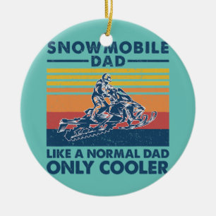 Manar Snowmobile Pappa som en vanlig Pappa-kylare Julgransprydnad Keramik